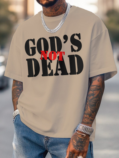 Men's God's Not Dead Print Cotton Casual T-Shirt-Styleame