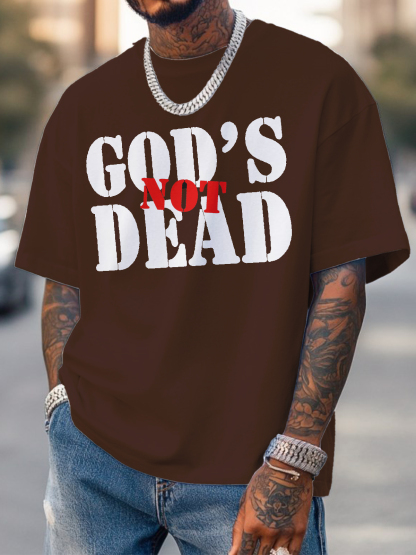 Men's God's Not Dead Print Cotton Casual T-Shirt-Styleame
