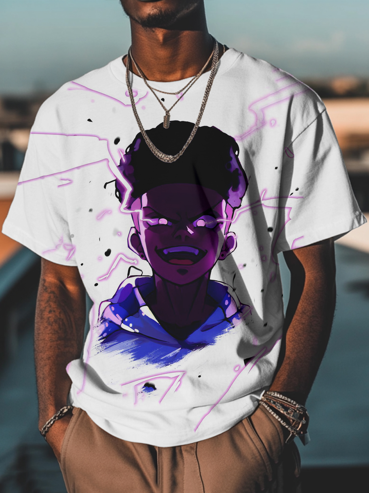 Men's The Lightning Boy Comic Art Print Casual T-Shirt-Styleame