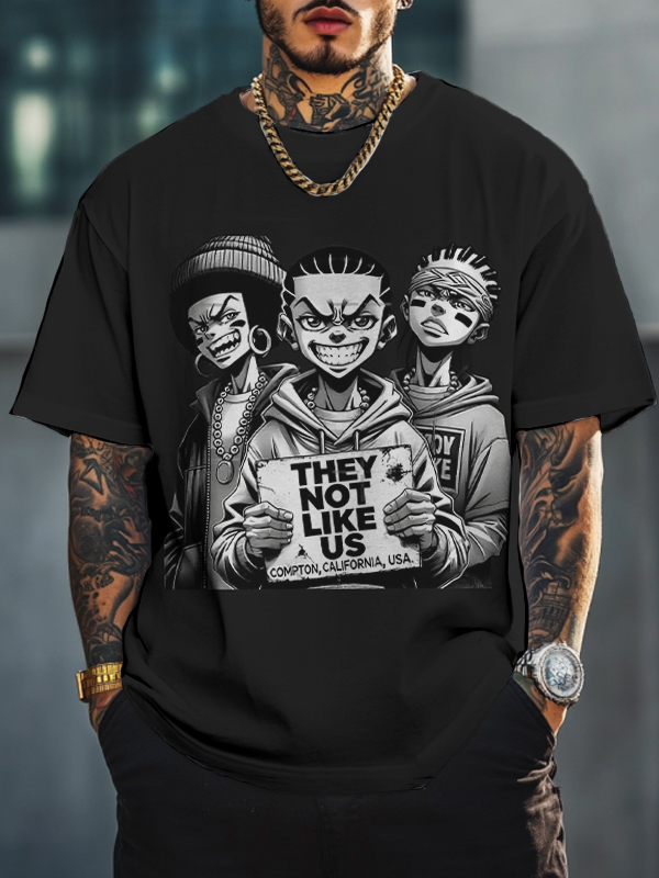 Men's They Not Like Us Hip-Hop Boys Print Casual T-Shirt-Styleame
