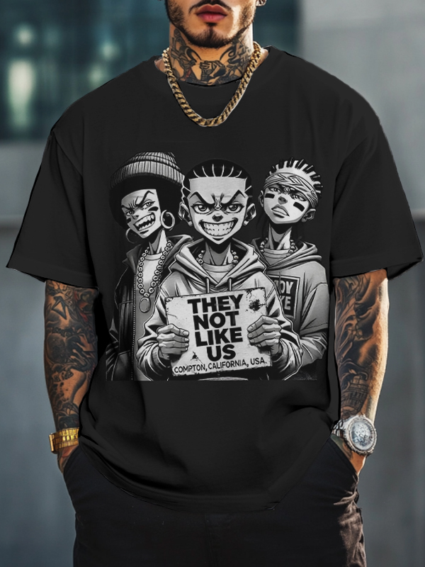 Men's They Not Like Us Hip-Hop Boys Print Casual T-Shirt-Styleame