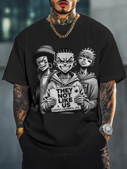 Men's They Not Like Us Hip-Hop Boys Print Casual T-Shirt-Styleame