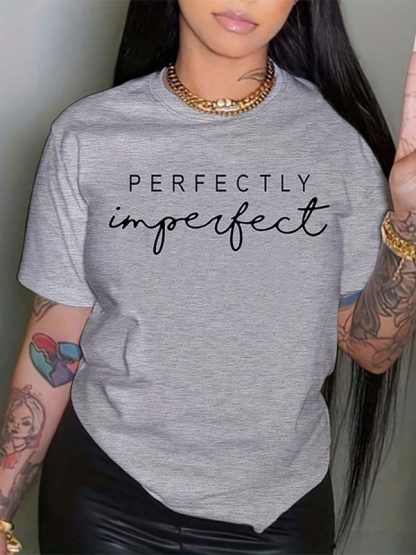 Women's Perfectly Imperfect Print Cotton Casual T-Shirt-Styleame
