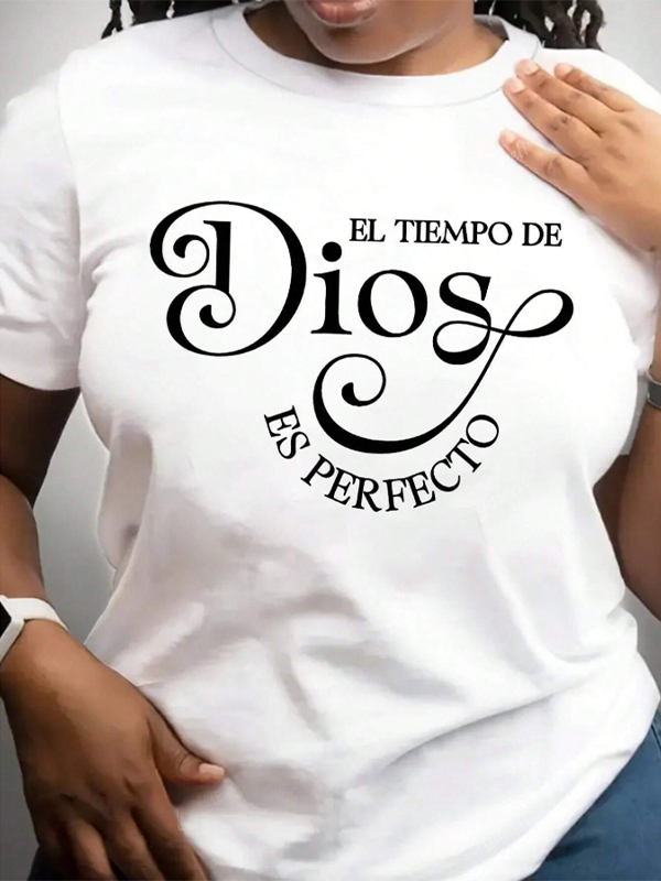 Women's Perfect Letter Print Cotton Casual T-Shirt-Styleame