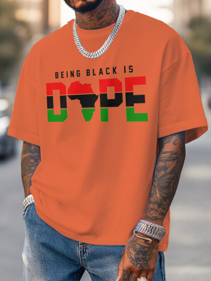 Men's Being Black Is Dope Africa Print Cotton Casual T-Shirt-Styleame