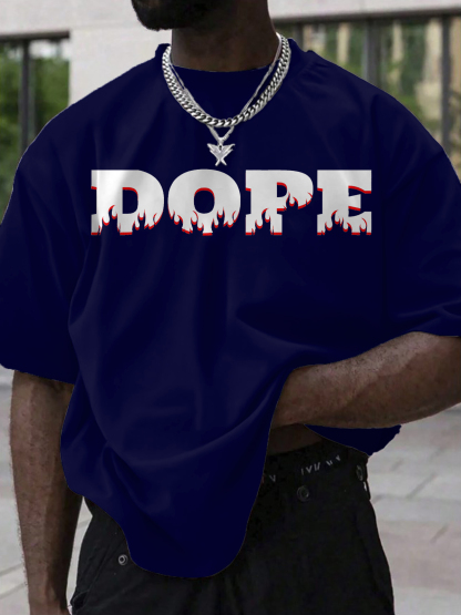 Men's Dope Flame Pattern Print Cotton Casual T-Shirt-Styleame