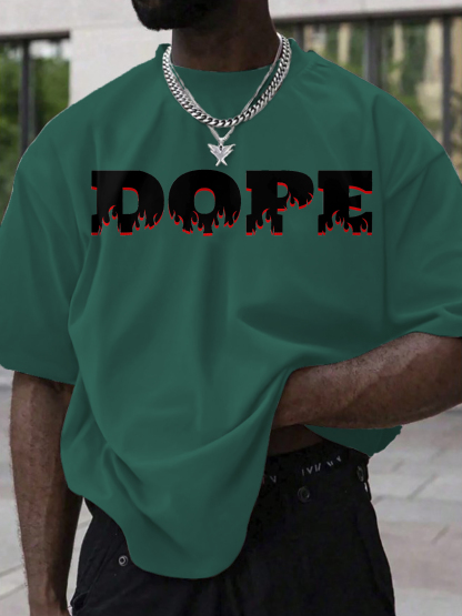 Men's Dope Flame Pattern Print Cotton Casual T-Shirt-Styleame