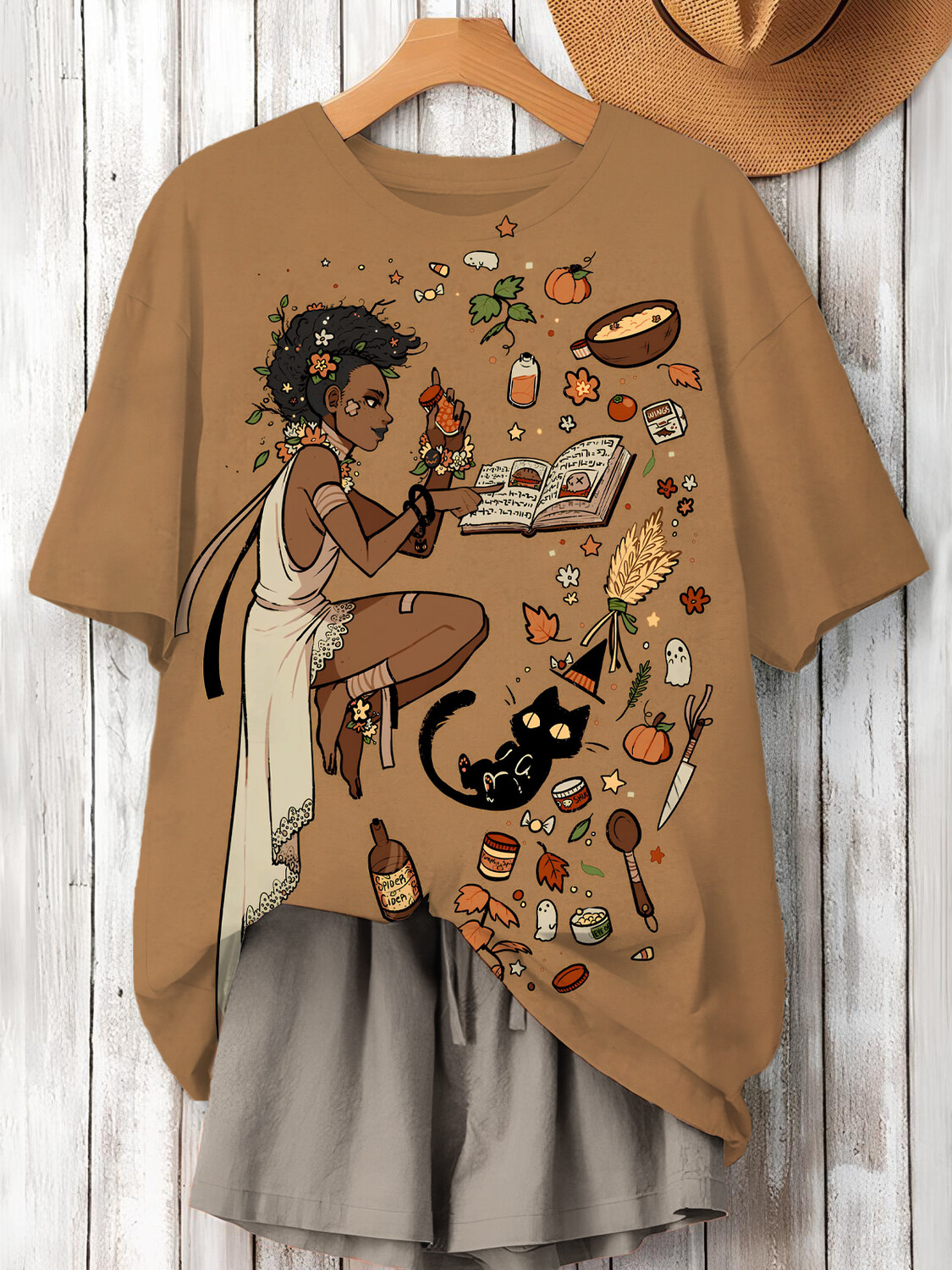 Women's Cool Black Girl Daily Art Print Casual T-Shirt-Styleame