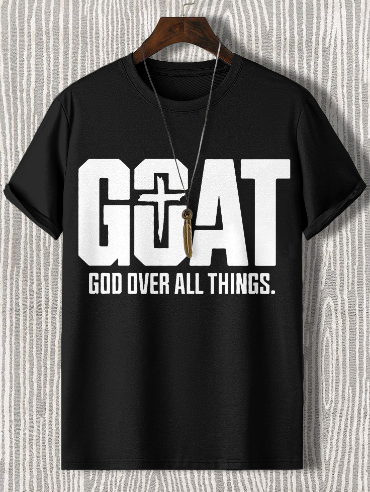 Men'S Goat God Over All Things Cotton Casual T-Shirt