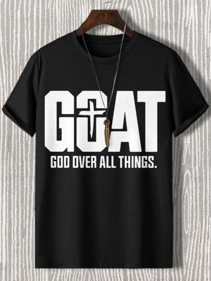 Men'S Goat God Over All Things Cotton Casual T-Shirt