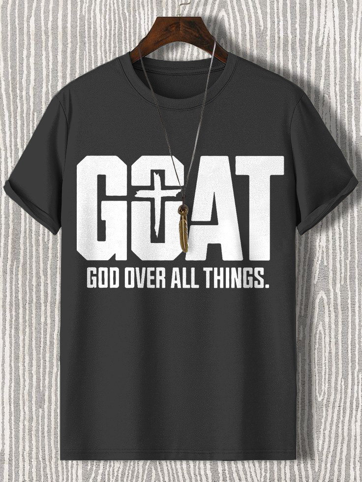 Men'S Goat God Over All Things Cotton Casual T-Shirt