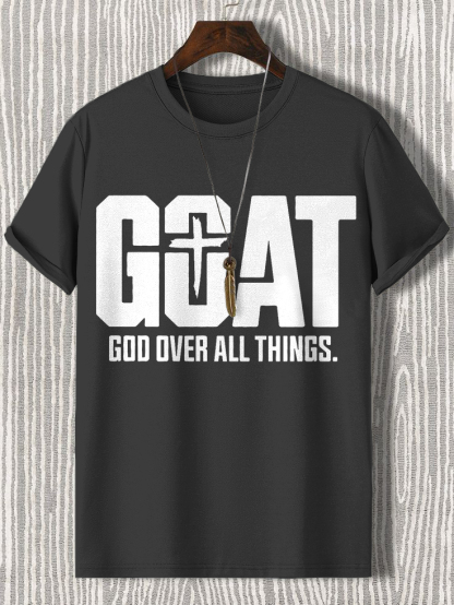 Men'S Goat God Over All Things Cotton Casual T-Shirt