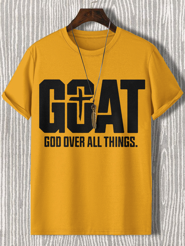Men'S Goat God Over All Things Cotton Casual T-Shirt
