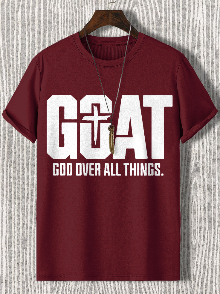 Men'S Goat God Over All Things Cotton Casual T-Shirt