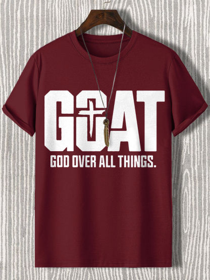Men'S Goat God Over All Things Cotton Casual T-Shirt