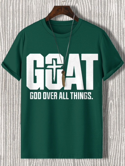 Men'S Goat God Over All Things Cotton Casual T-Shirt
