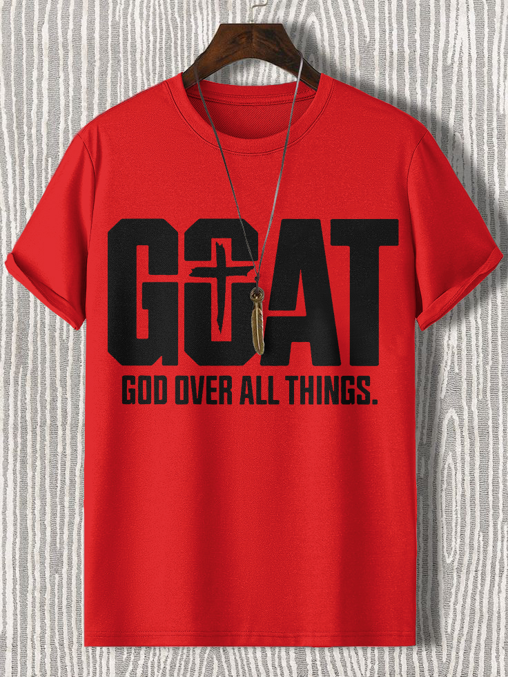 Men'S Goat God Over All Things Cotton Casual T-Shirt