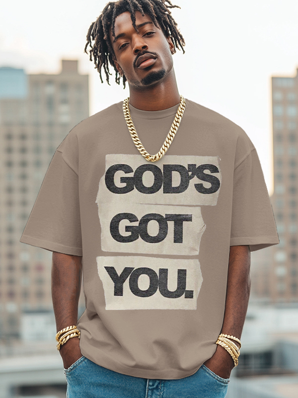 Men's God's Got You Print Cotton Casual T-Shirt-Styleame