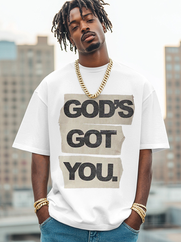 Men's God's Got You Print Cotton Casual T-Shirt-Styleame