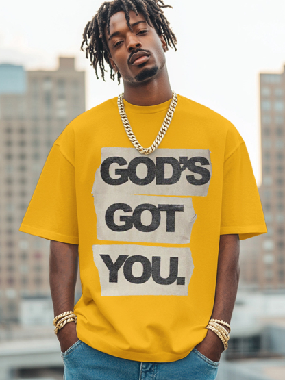 Men's God's Got You Print Cotton Casual T-Shirt-Styleame