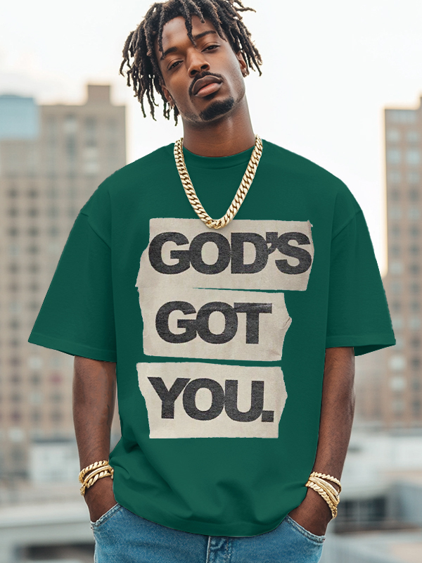 Men's God's Got You Print Cotton Casual T-Shirt-Styleame