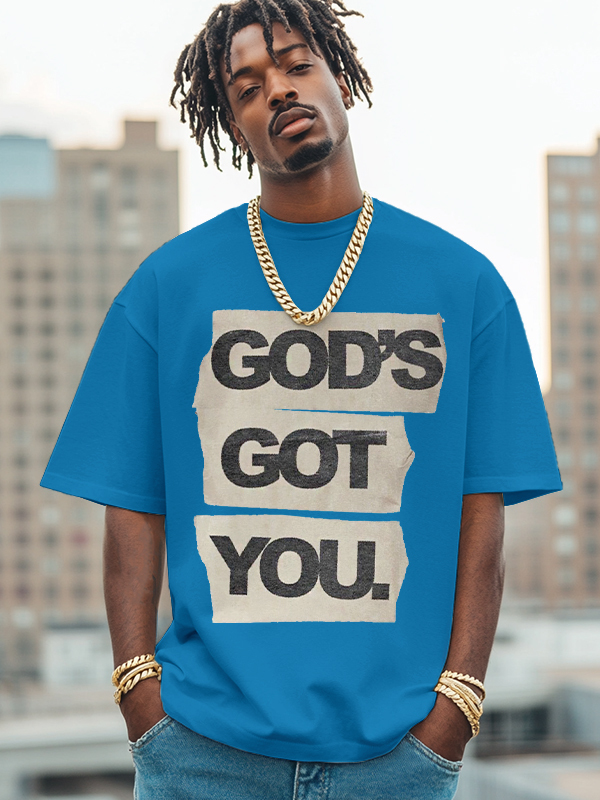 Men's God's Got You Print Cotton Casual T-Shirt-Styleame