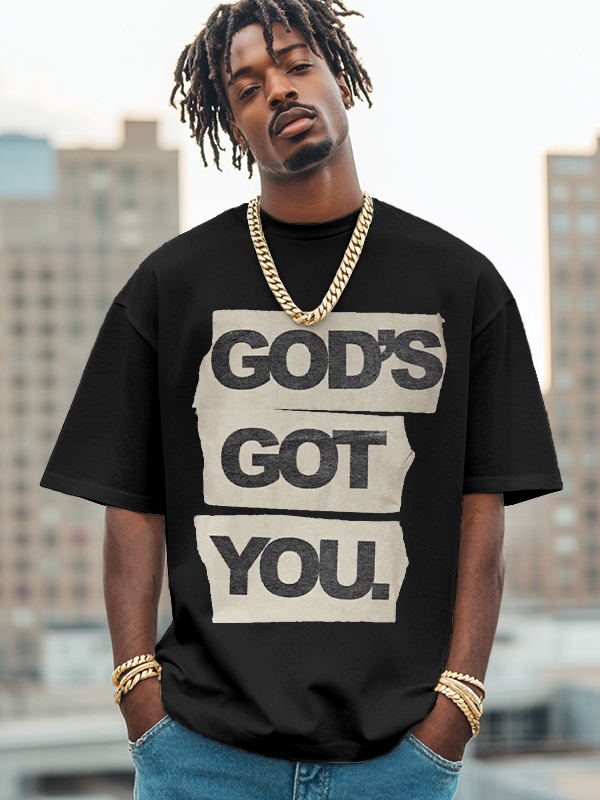 Men's God's Got You Print Cotton Casual T-Shirt-Styleame