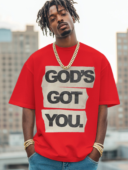 Men's God's Got You Print Cotton Casual T-Shirt-Styleame