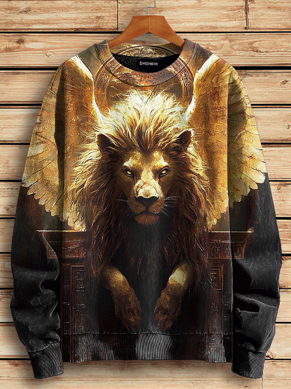 Men's Golden Lion Art Print Casual Sweatshirt-Styleame