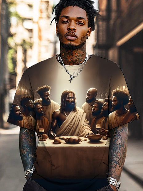 Men's The Last Supper Art Print T-Shirt-Styleame