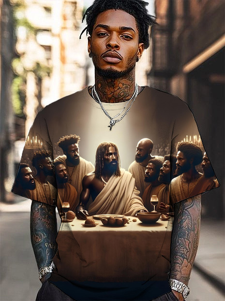 Men's The Last Supper Art Print T-Shirt-Styleame
