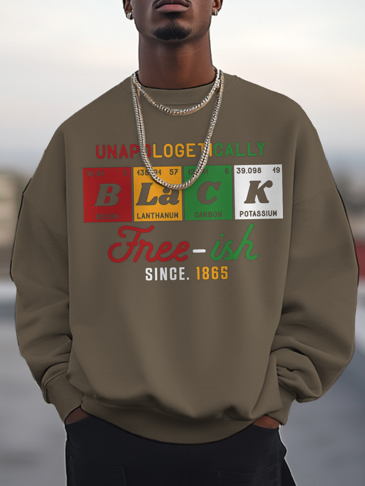 Men's Unapologetically Black Freeish Since 1865 Print Cotton Casual Sweatshirt-Styleame