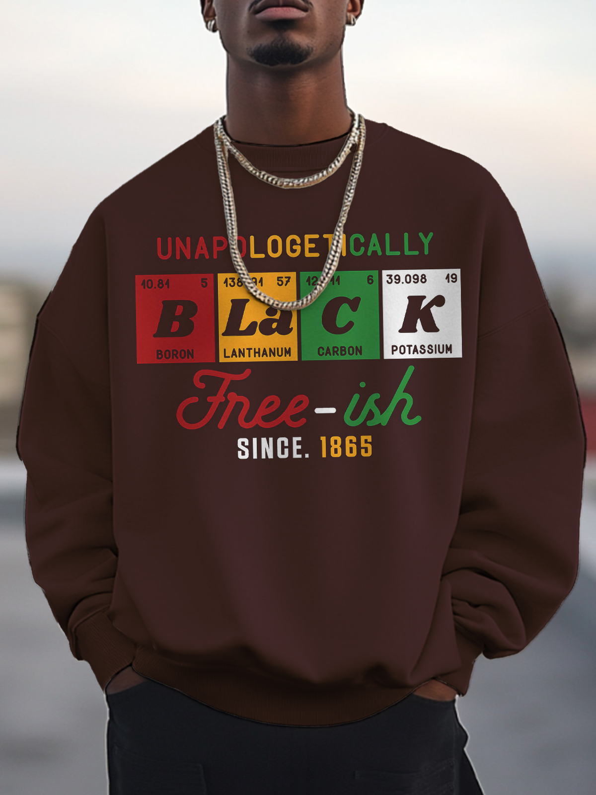 Men's Unapologetically Black Freeish Since 1865 Print Cotton Casual Sweatshirt-Styleame