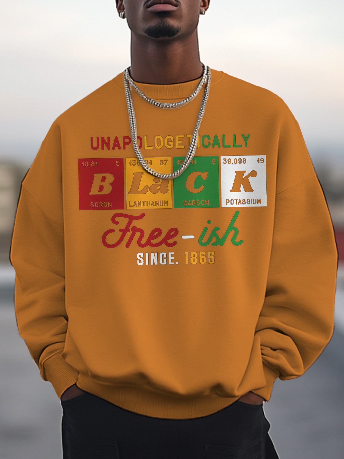 Men's Unapologetically Black Freeish Since 1865 Print Cotton Casual Sweatshirt-Styleame