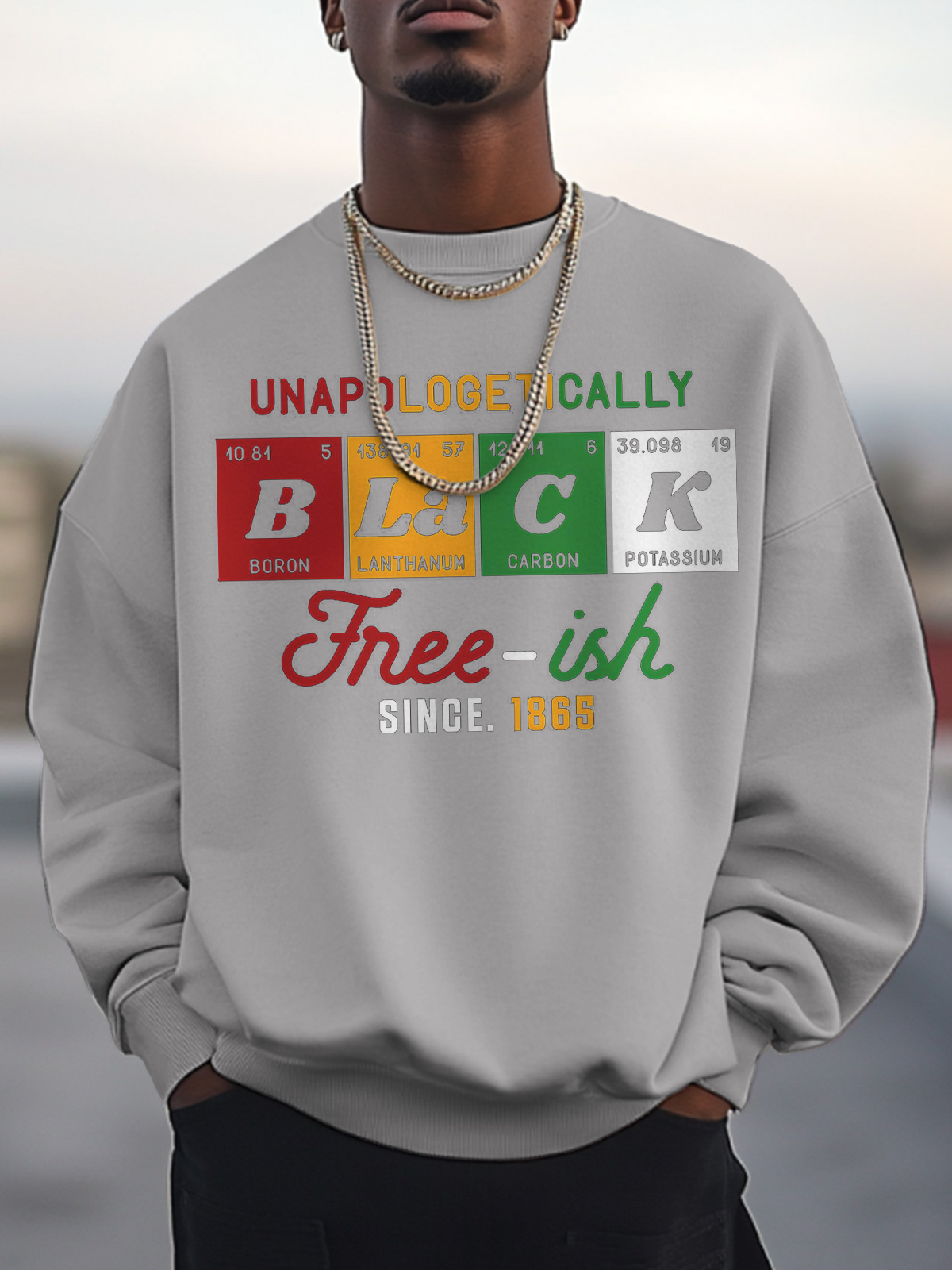 Men's Unapologetically Black Freeish Since 1865 Print Cotton Casual Sweatshirt-Styleame