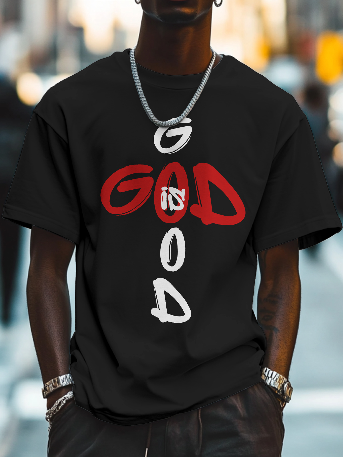Men's God Is Good Cotton Casual T-Shirt