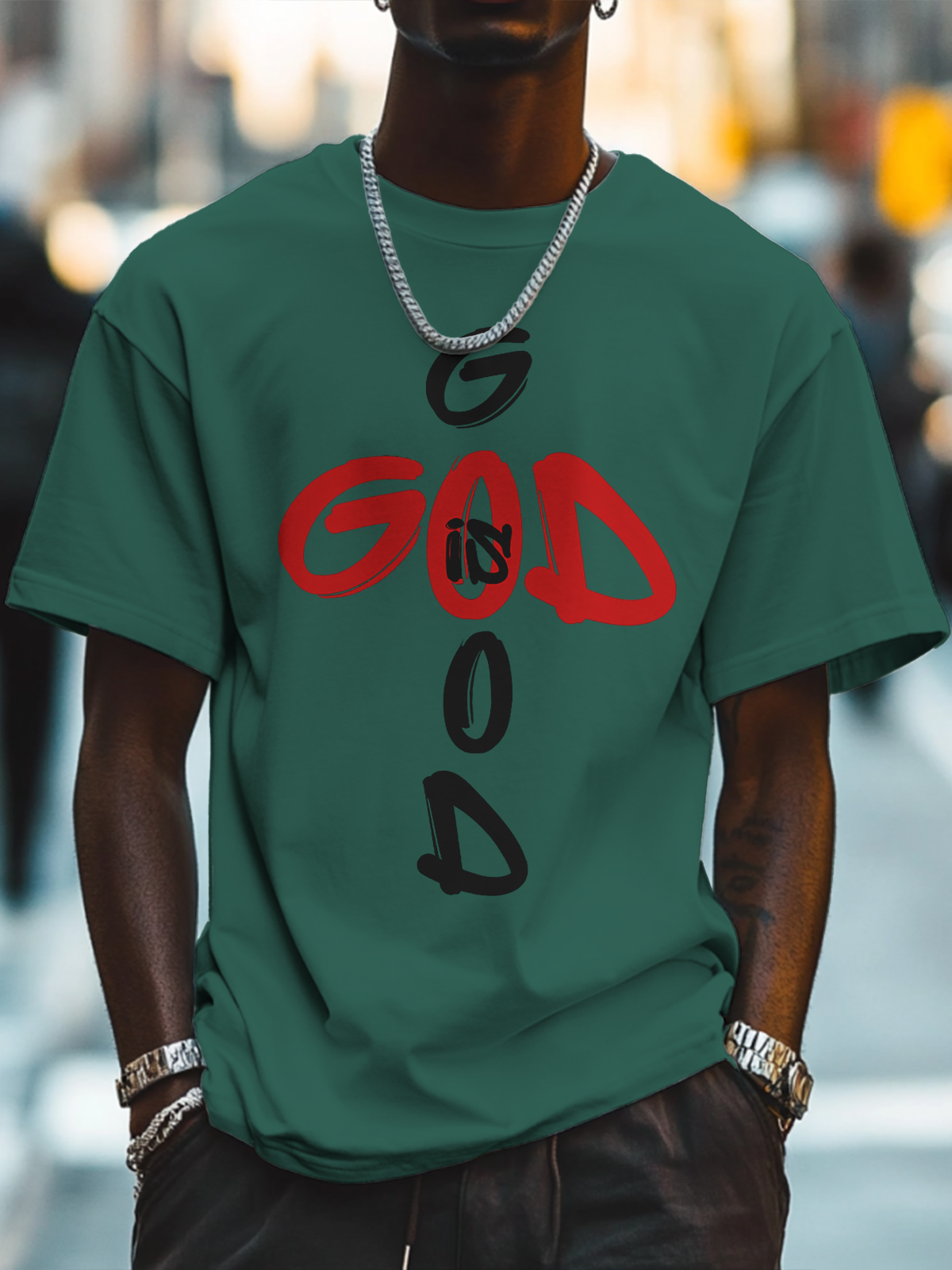 Men's God Is Good Cotton Casual T-Shirt