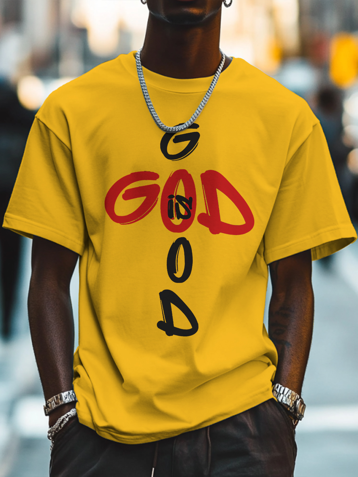 Men's God Is Good Cotton Casual T-Shirt