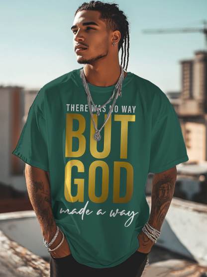 Men's But God Print Cotton Casual T-Shirt-Styleame