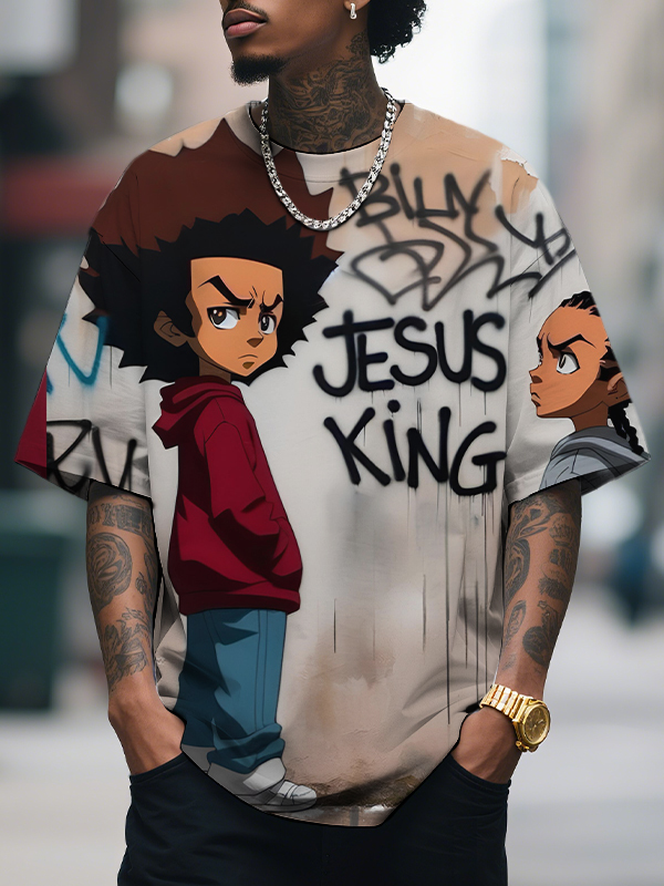 Men's Jesus King African Boys Art Print T-Shirt-Styleame