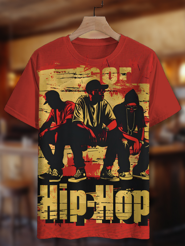 Men's Hip-hop Singers Illustration Print Casual T-Shirt-Styleame