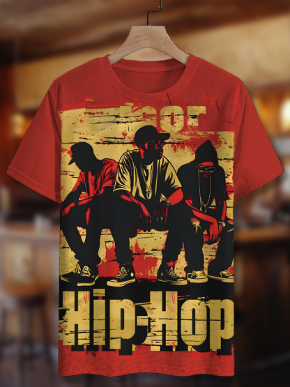 Men's Hip-hop Singers Illustration Print Casual T-Shirt-Styleame