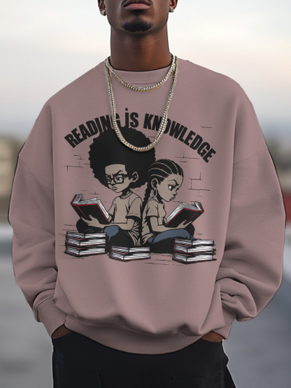 Men's Reading Is Knowledge Art Print Cotton Casual Sweatshirt-Styleame