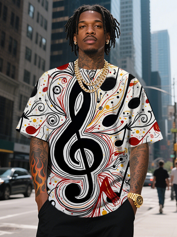 Men's Funny Abstract Notes Art Print Casual T-Shirt-Styleame