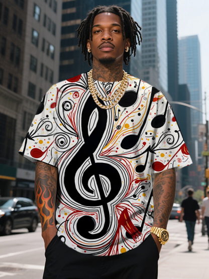 Men's Funny Abstract Notes Art Print Casual T-Shirt-Styleame