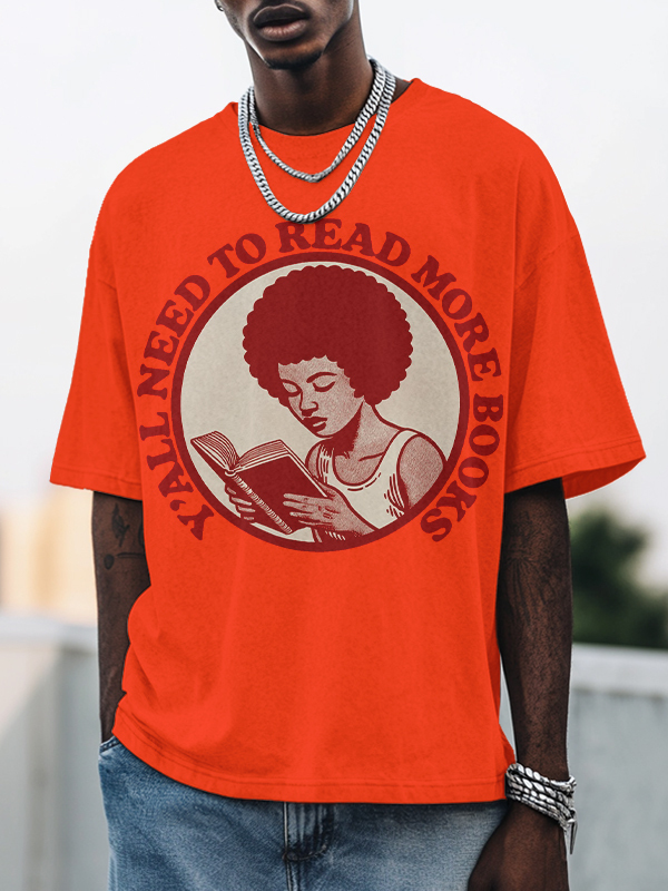 Men's Y'All Need To Read More Books Print Cotton Casual T-Shirt-Styleame