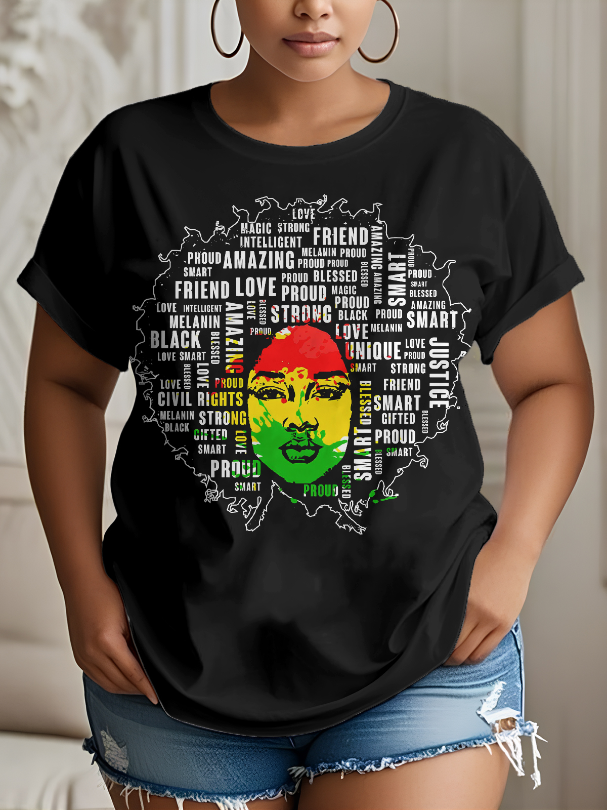 Women's Black History Educated Woman Print Cotton Casual T-Shirt-Styleame