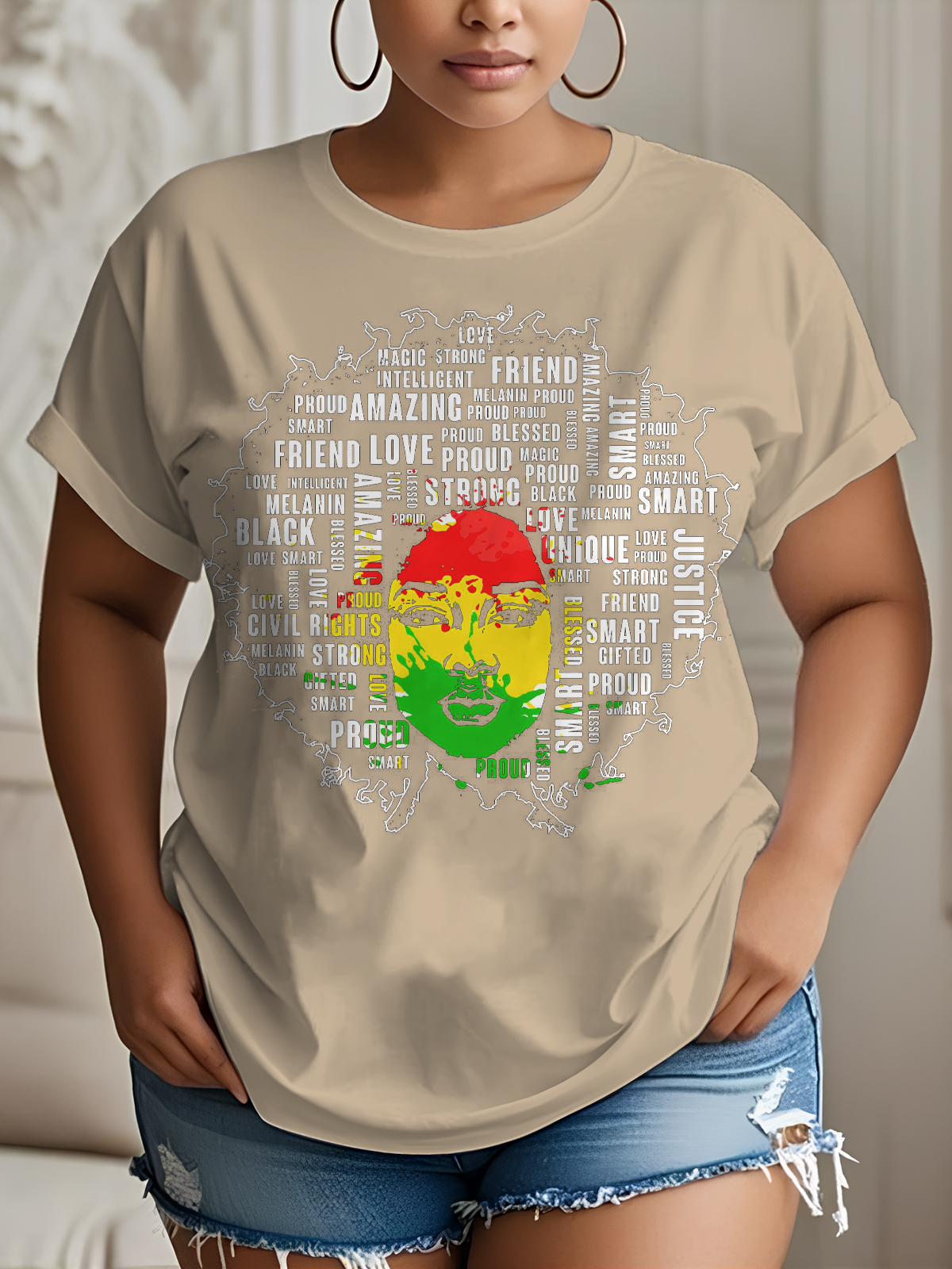 Women's Black History Educated Woman Print Cotton Casual T-Shirt-Styleame