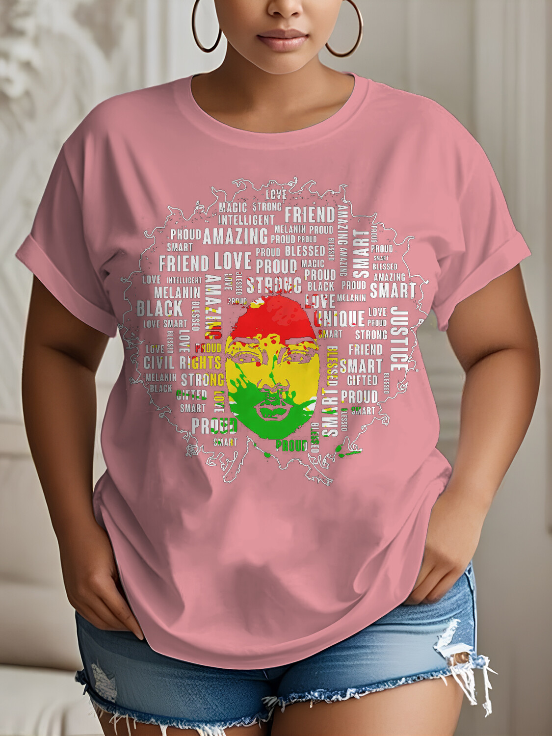 Women's Black History Educated Woman Print Cotton Casual T-Shirt-Styleame