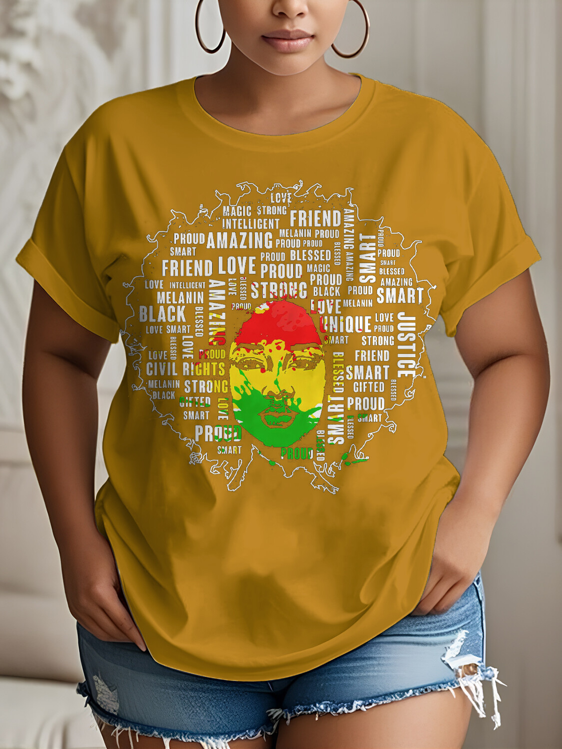 Women's Black History Educated Woman Print Cotton Casual T-Shirt-Styleame